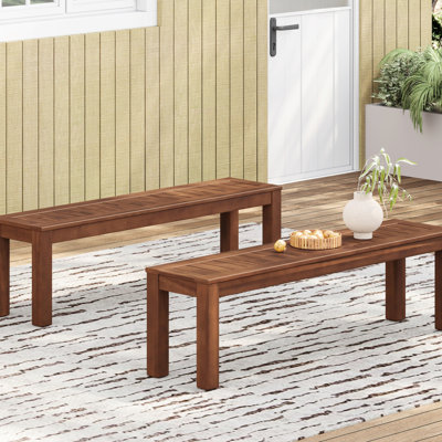 2 Rustic 60.75" Benches - Slat Paneling, Appeal Wood   Of 2  Rustic, Panel Design