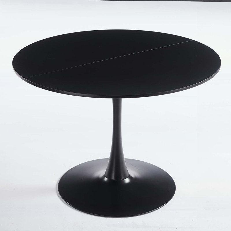 Table de salle à manger et table basse Mid-Century ronde pour 4 à 6 personnes, Noir