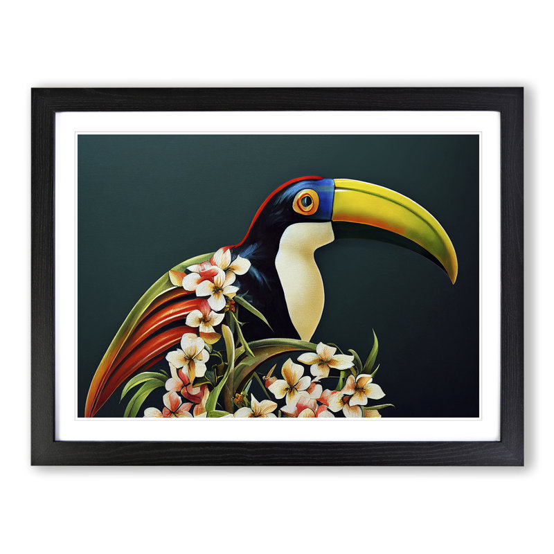 Tremendous Toucan Bird - Single Picture Frame Print, Black, 34cm H x 46cm W x 2cm D
