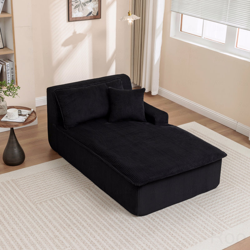Oversized Upholstered Sofa Bed: Left Armrest Chaise Lounge, No Assembly Required, Sleeper Chair, Black