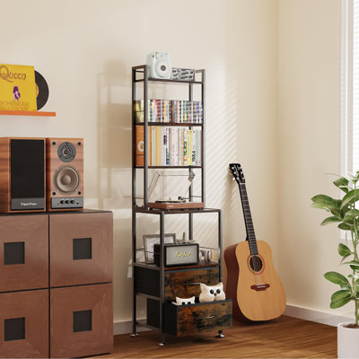 DVD Storage, Mutli 7-Tier DVD Storage Rack And Shelving, DVD Dispaly Shelf, CD Rack Tower, Grey