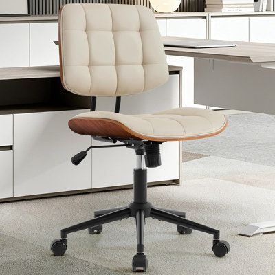 Chaise de bureau sans accoudoirs avec roulettes, chaise de bureau moderne sans accoudoirs