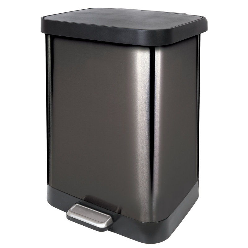 Gray Stainless Steel Step Trash Can with Pedal and Odor Protection