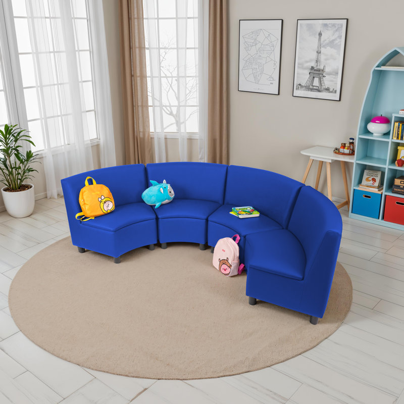 Kid Comfort Collective Modular Wedge Chairs, 4-Pack - Blue, Blue