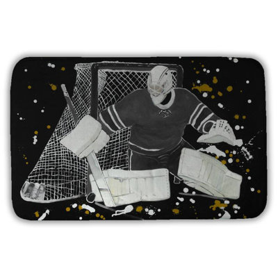 Goalkeeper hockey Bath Mat with Non-Slip Backing - Quick Dry Memory Foam Bathroom Rug - Absorbent - Modern Plush Spa-Style - Machine Washable