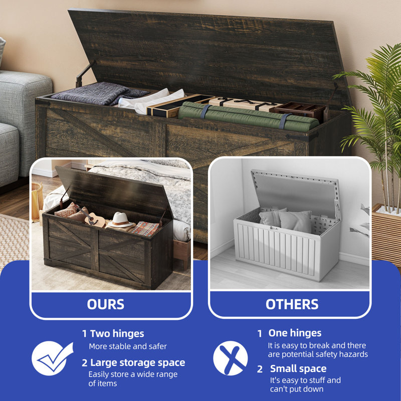 Multi-Functional Entryway Bench and Storage Chest for Homes, Dark Oak