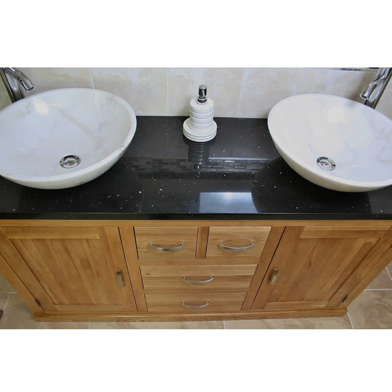 Decoteau 1430mm Double Bathroom Vanity with Vessel Stone Basin, White