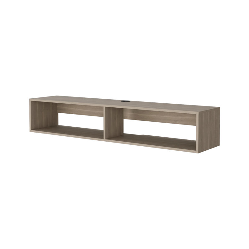 White Oak 2-Shelf Central Floating Media Rack, Brown