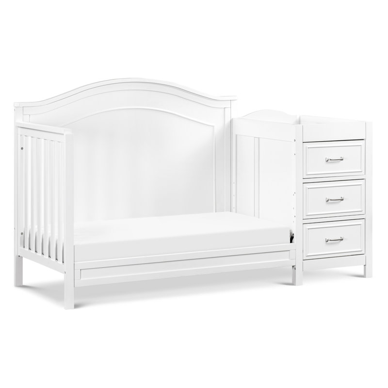 White 4-in-1 Convertible Crib and Changer with Storage