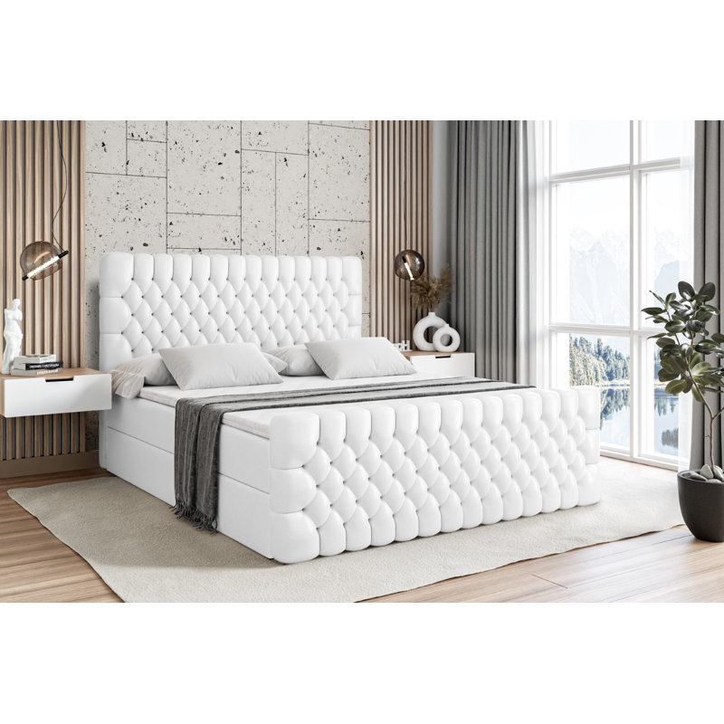 Bed with Mattress, 180 x 200 cm, White