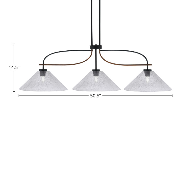 Barre d'éclairage de salle de bain 3 lumières Ghita, H 14,50 po x l 50,50 po x P 14,50 po, Coloré, Noir mat