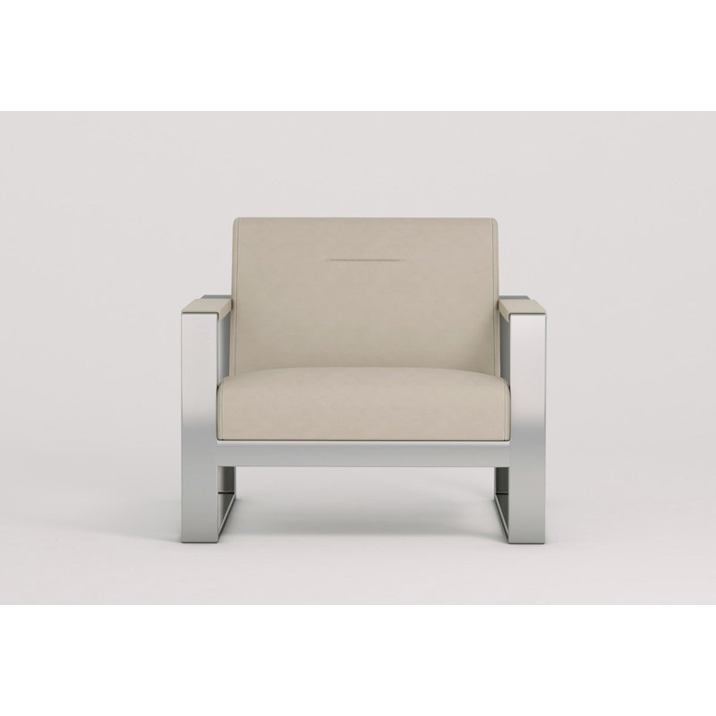 Fauteuil large de 34 po Lucana, Similicuir gris pâle