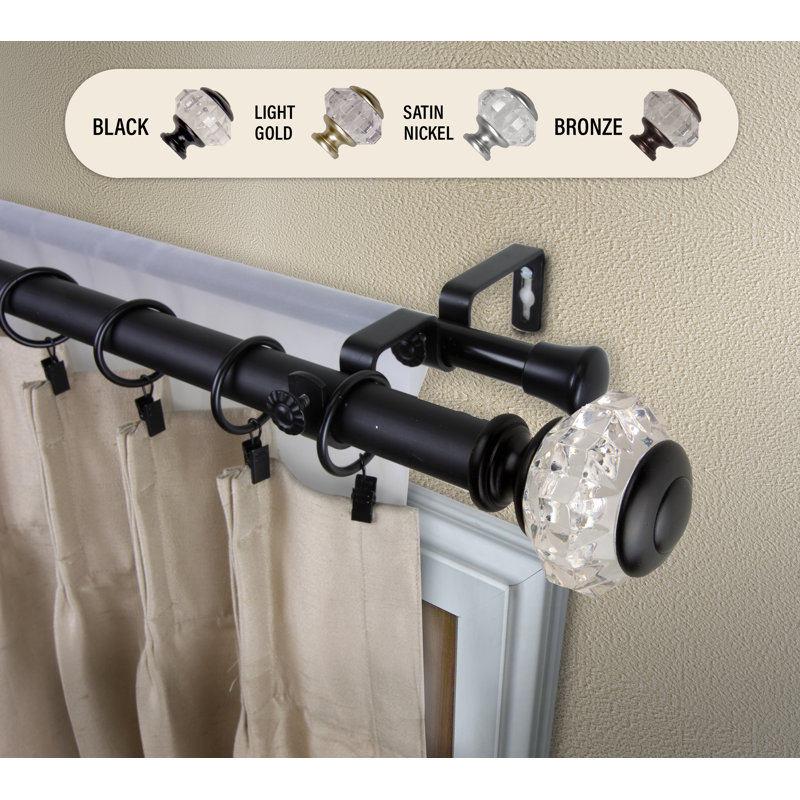 Tringle à rideaux double Magness, H 2,88 po x l 48 po x P 6,75 po, Noir