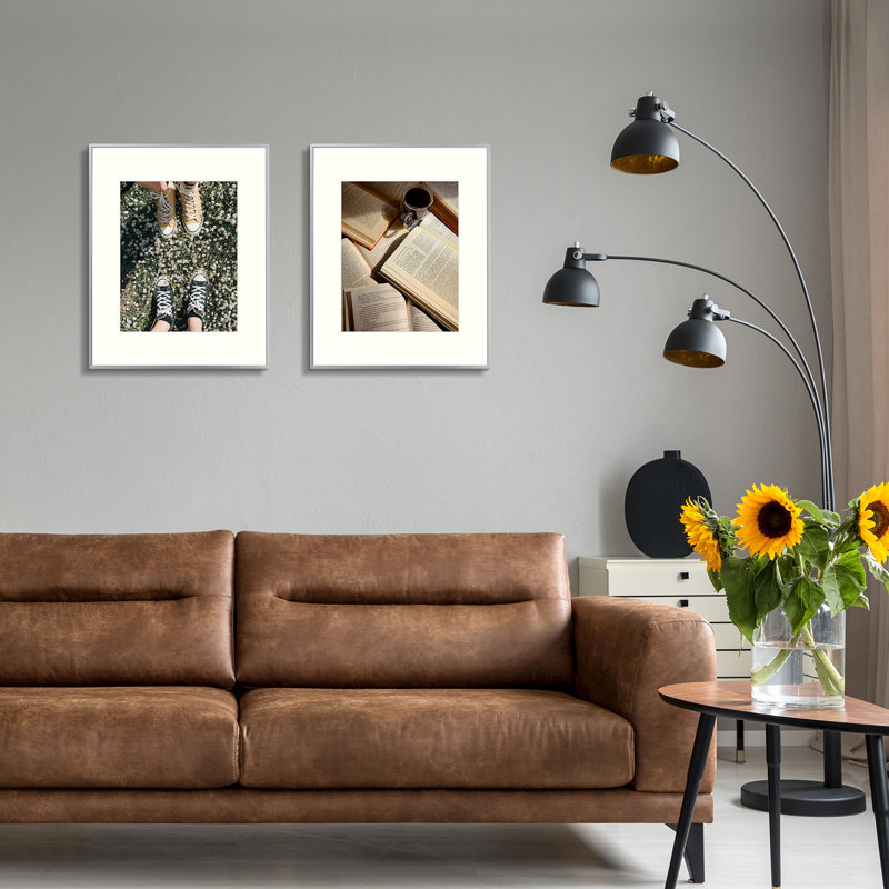 Drennon Metal Picture Frame, Aluminum Photo Frames for Table Top and Wall Mounting, Silver, 16" x 20" Matted to 11" x 14"