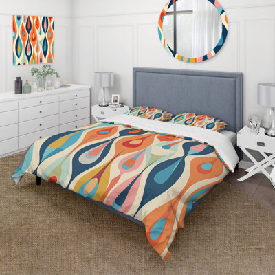 Retro Abstract Drops XI - Abstract Geometric Duvet Cover Set