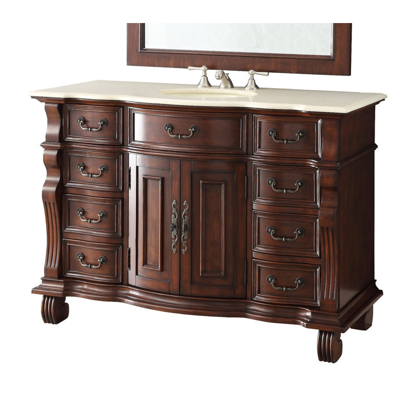 Ensemble de meuble-lavabo simple 60 po Budde, Marbre de couleur crème