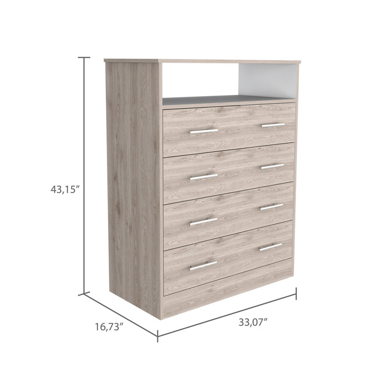 Commode rectangulaire à 4 tiroirs Dover gris clair