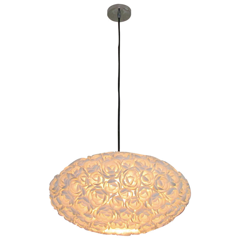 Luminaire suspendu simple à 1 lumière Tathana, H 8,3 po x l 13,8 po x P 13,8 po