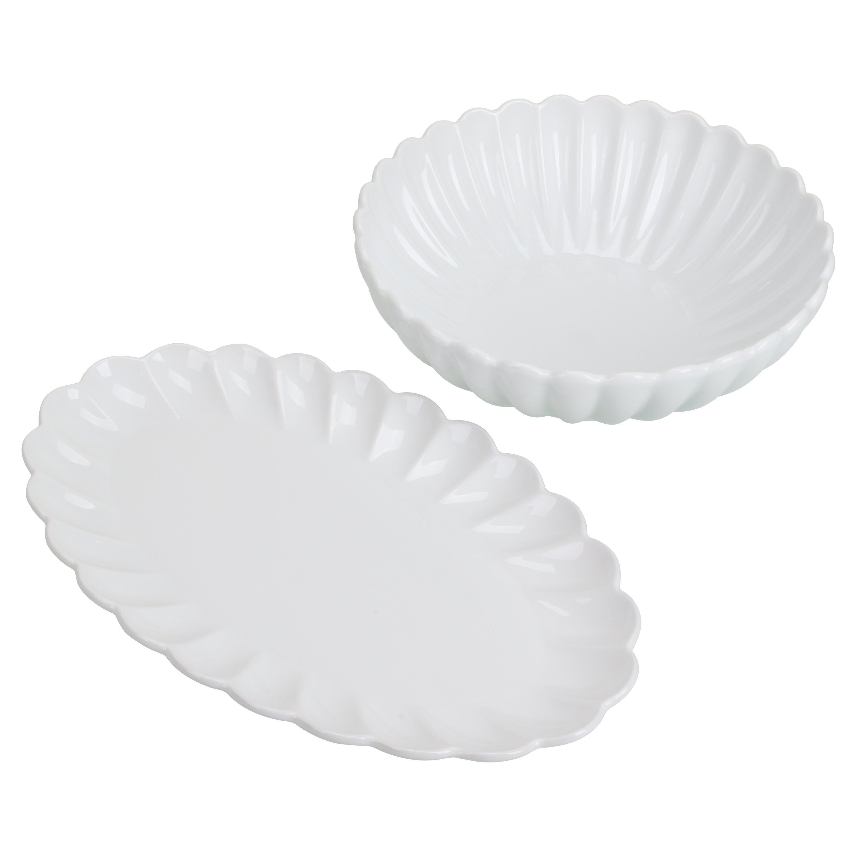 BIA Cordon Bleu 2-Piece, Petal Serving Set, White - 4" H x 16" L x 11.75" W