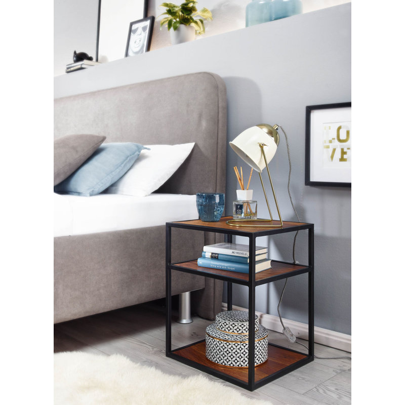 Jamieleigh 40cm W Stainless Steel Bedside Table