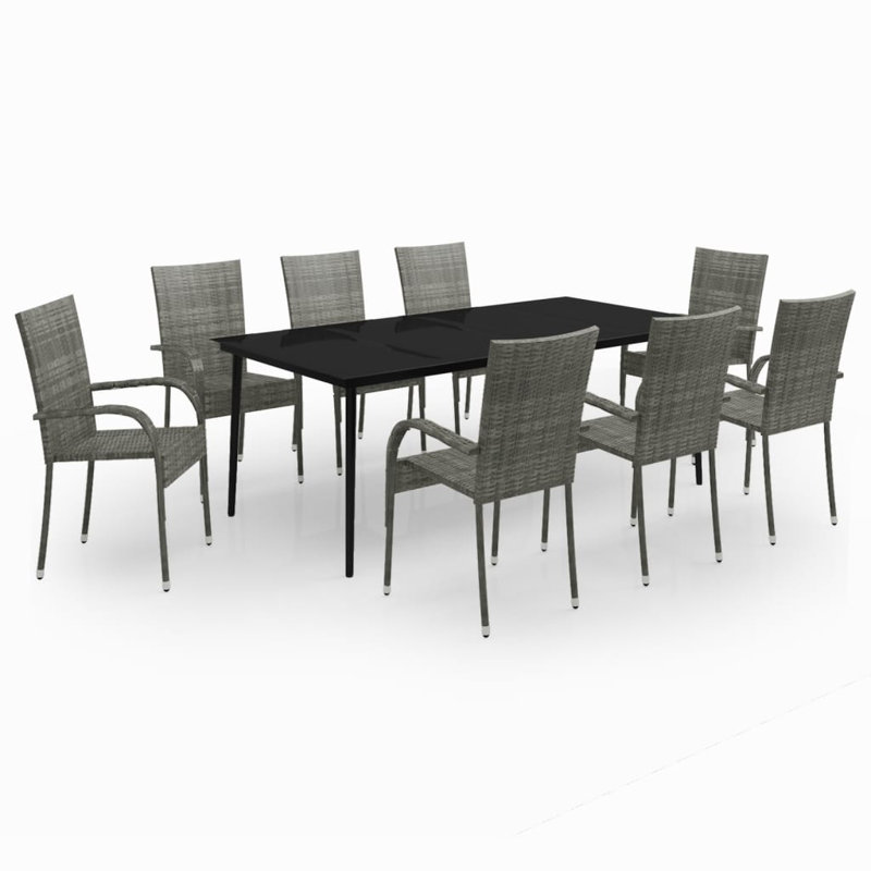 Ensemble de salle à manger rectangulaire pour 8 personnes, Gris