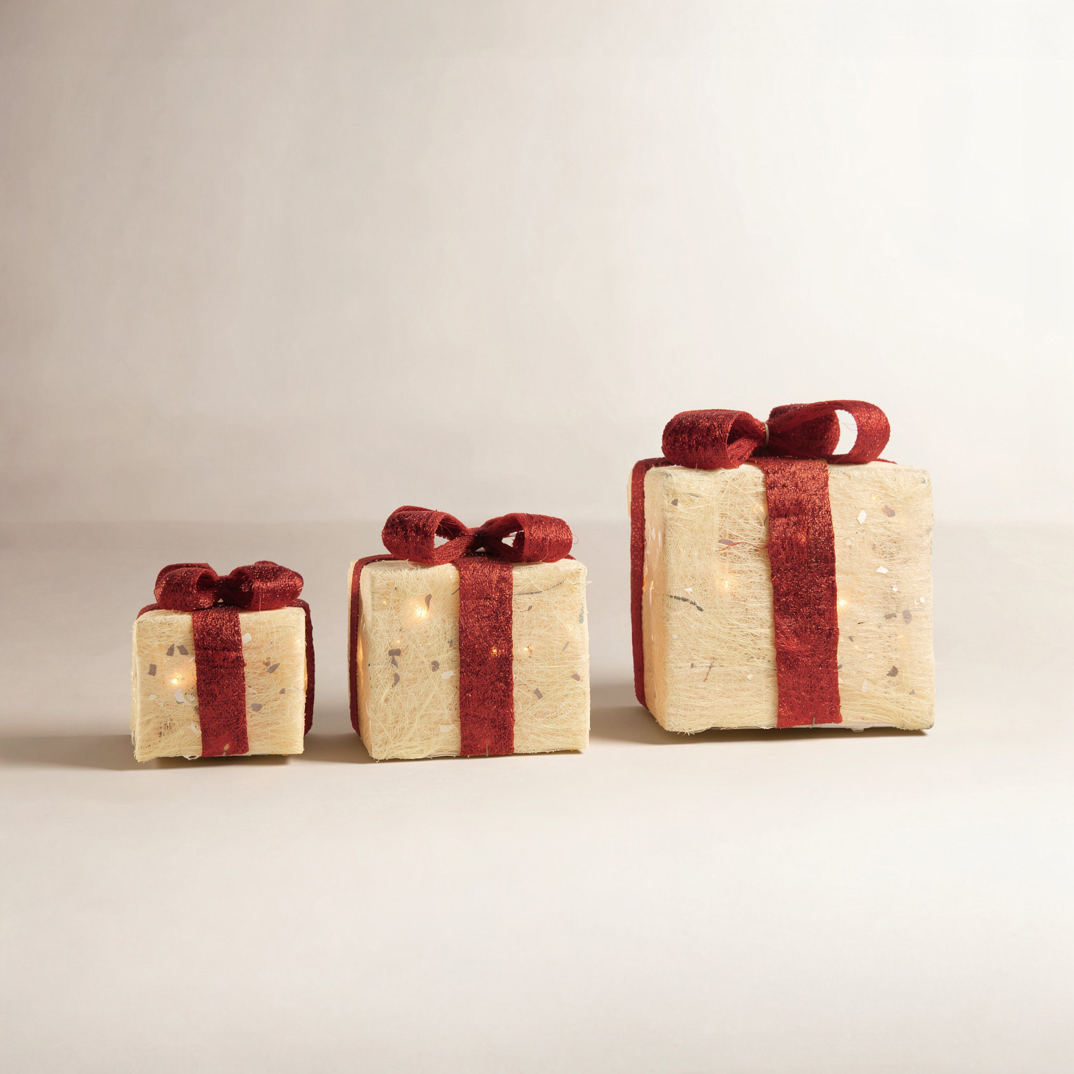 3-Piece Lighted Cream Gift Box Set