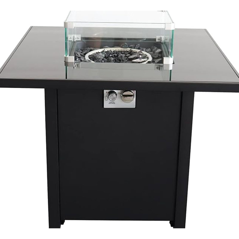 Foyer extérieur moderne de 30 pouces, acier noir, 40000, avec couvercle, couvercle, vent, pour la cour arrière, propane et gaz naturel naturel non fourni avec cette conversion compatible
