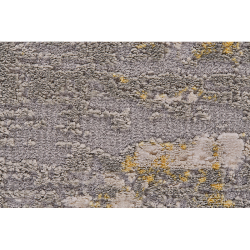 Ambrette Abstract Gold/Sterling Area Rug, Rectangle 6'7" x 9'6"