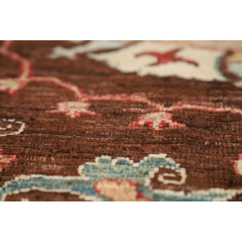 Tapis brun brun à motif de teinture végétale Ziegler
