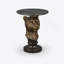 Table de bout à tête de léopard avec texture réaliste et plateau en faux marbre, parfait pour un décor audacieux et élégant