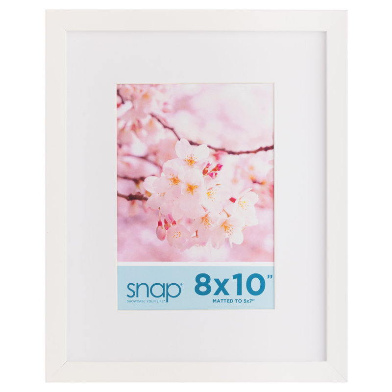 Snap Linear Modern Wood Picture Frame - Single White Mat - Versatile Display Option For Your Cherished Memories, 5" x 7"