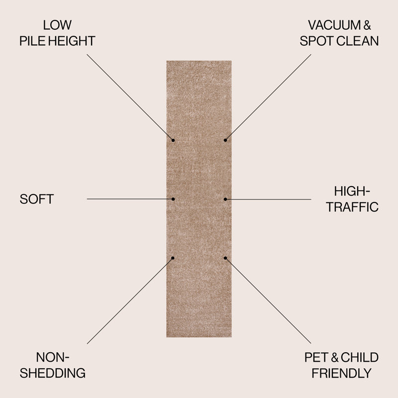 Tapis beige Asami, Tapis de couloir 2 pi x 12 pi