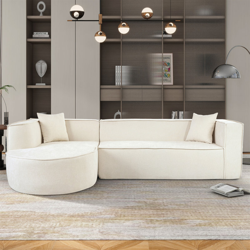 U_Style Modern Style Sectional Sofa, Beige Polyester