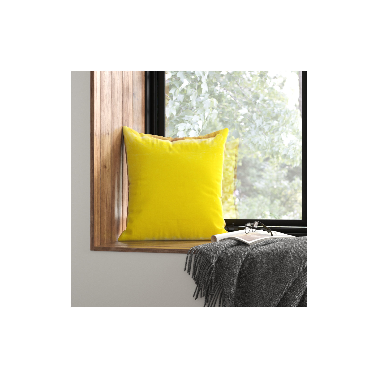 Edgar Throw Pillow, Mustard, Polyester/Polyfill, 22"H x 22"W