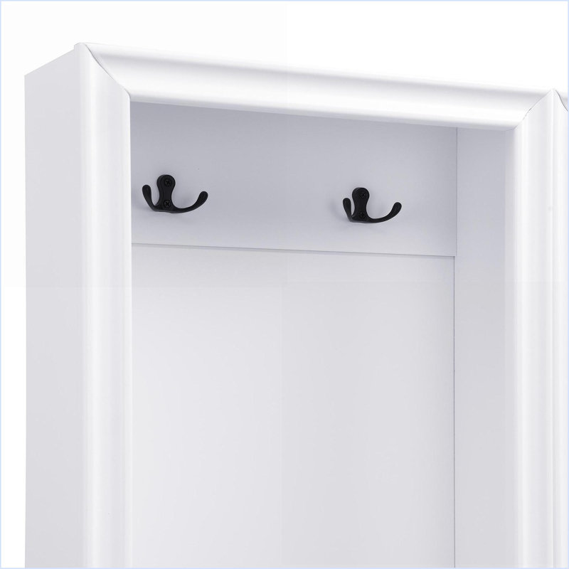 Coat Racks Set of 2, White French Retro 3-in-1 Hall Tree with Bench &amp; Drawers | MDF | Primary Living Space, White