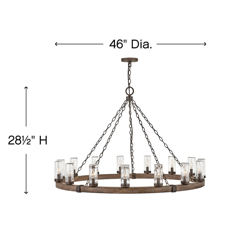 Sawyer 15 -Bulb 28.5" H Outdoor Chandelier, Sequoia