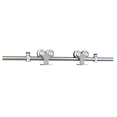 78.75 in Sliding Rolling Barn Door Hardware Kit for Single Wood Doors with Routed Floor Guide