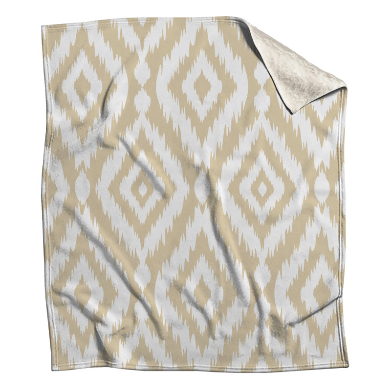 Beige White Ikat Blankets, 50in W x 60in H