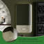 Olive‑Green Modern Minimalist Ceramic Freestanding Pedestal Sink with Smart Rectangular Mirror