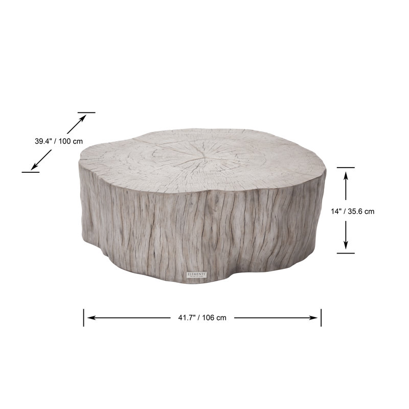 Elementi Home 42" Stump Concrete Coffee Table, Drift Wood
