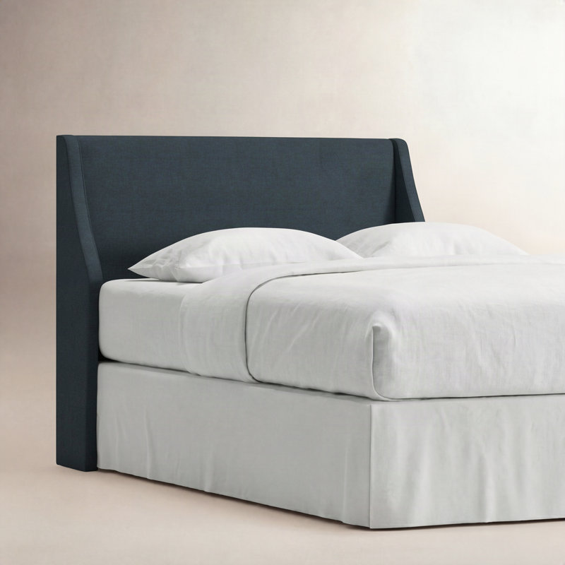Riane Upholstered Headboard, Twin, Zuma Navy Textured Linen