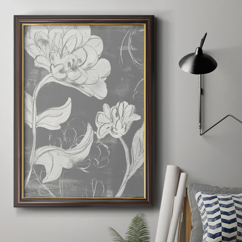 Grayscale Garden I, toile encadrée de qualité supérieure - prête à être accrochée, H 20 po x l 16 po x P 2,5 po