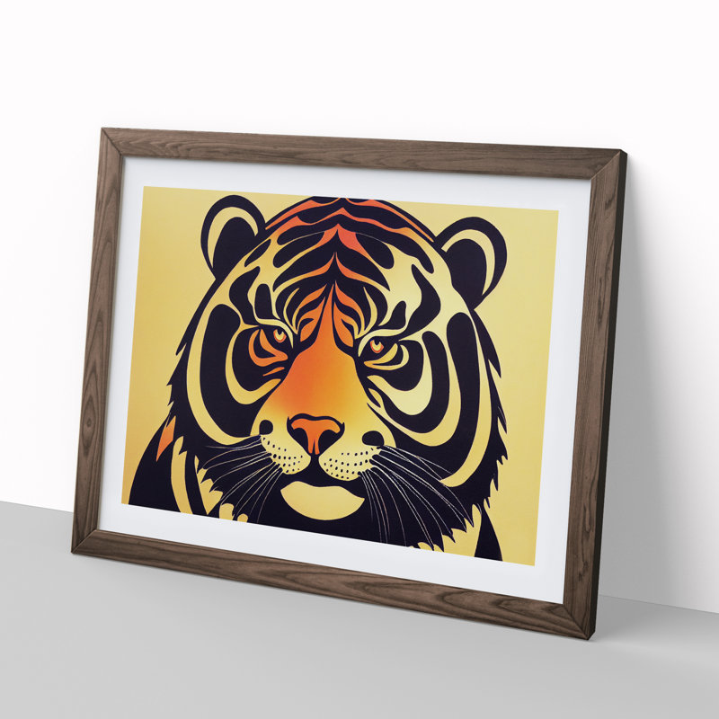 Tiger Vol.1 Abstract - Single Picture Frame Print, 34cm H x 46cm W x 2cm D, Walnut Framed