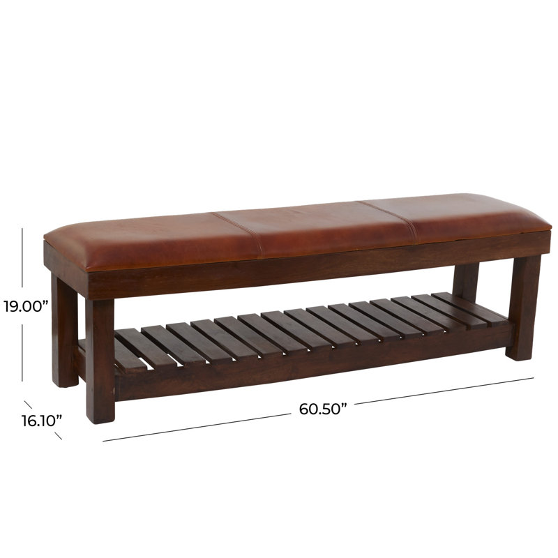 Banc de rangement en cuir véritable