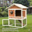 Cage à lapin en bois de qualité supérieure, maison de lapin extérieure résistante aux intempéries avec plateau coulissant et coulissant, refuge spacieux pour petits animaux