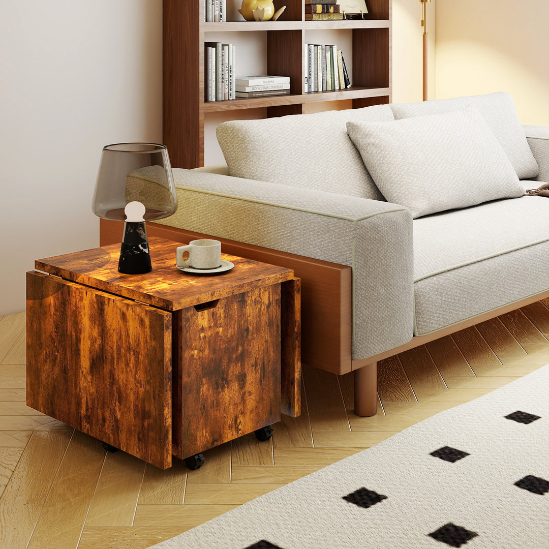 120Cm Extendable Center Table Foldable Coffee Table W/Storage-Oak