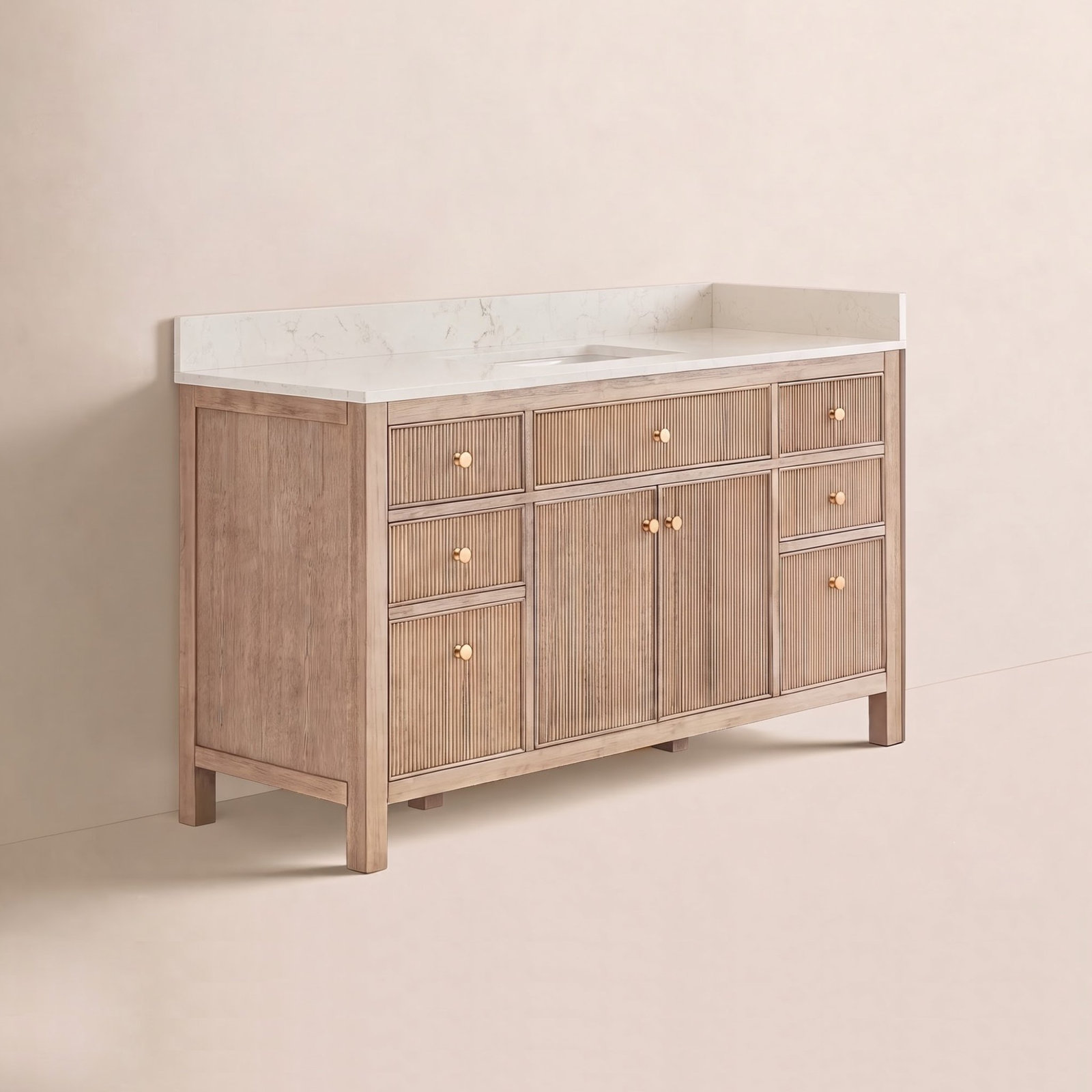 Lala 60" Single Bathroom Vanity, Nature Oak