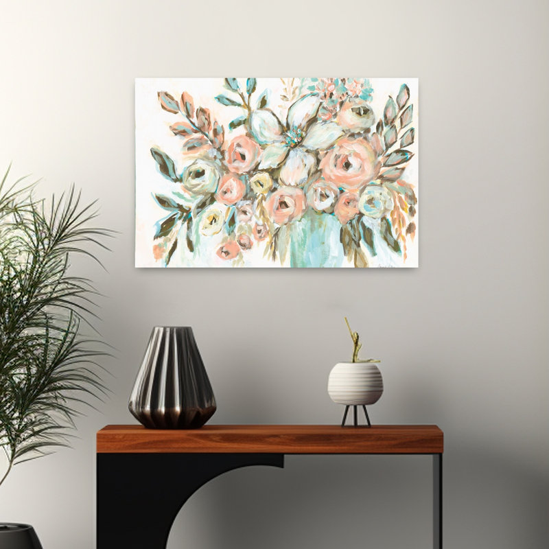 A Soft Fall, art floral abstrait contemporain, H 16 po x l 24 po