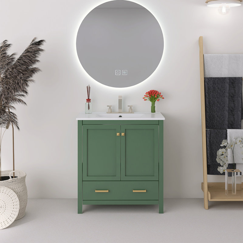 Meuble-lavabo vert 30 po avec lavabo simple