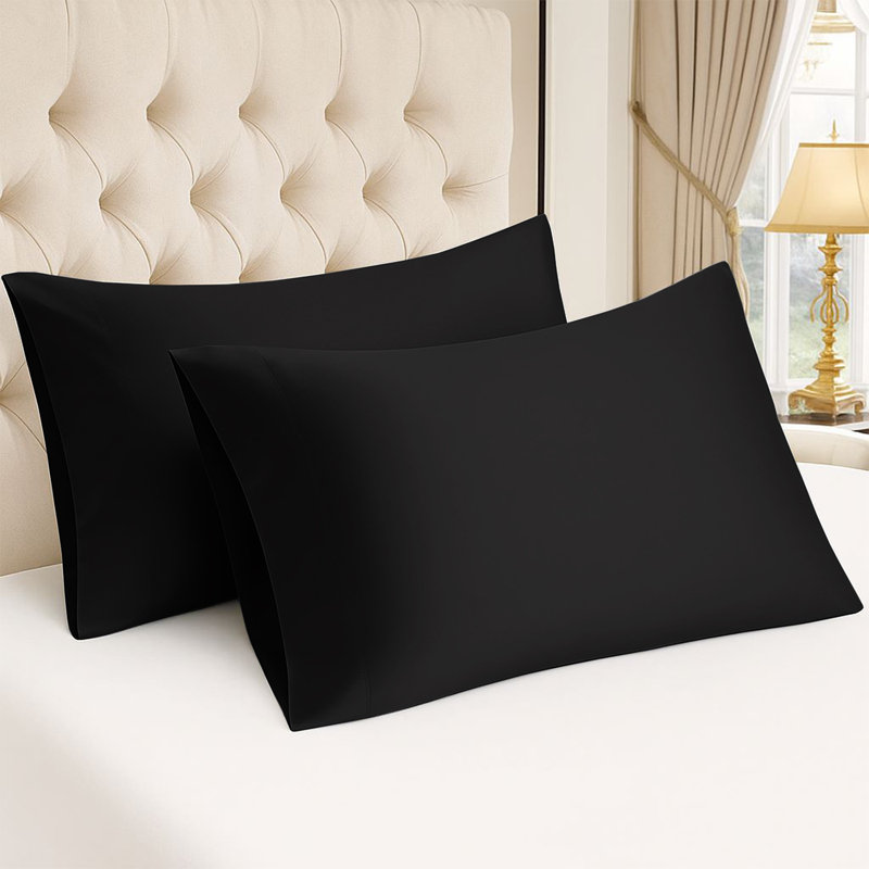 Kandis 100 Microfiber Brushed Plain Envelope Style Pillow Case/Cover, Black
